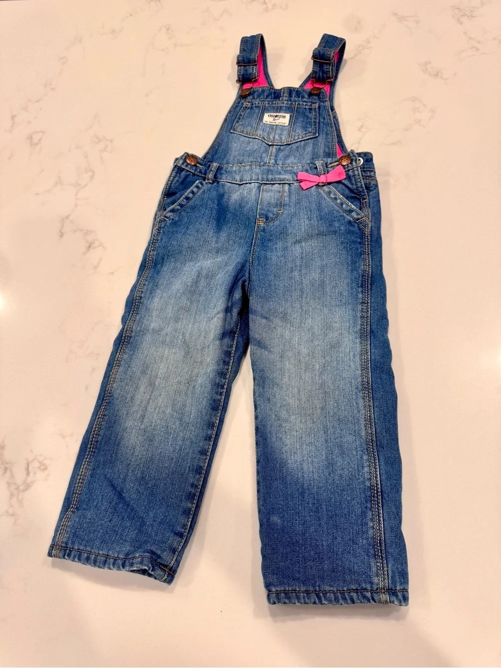 OshKosh B’gosh Fleece Lined Denim Overalls 3T Pink